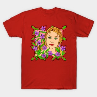 Violet Blossoms and Green Eyed Girl T-Shirt